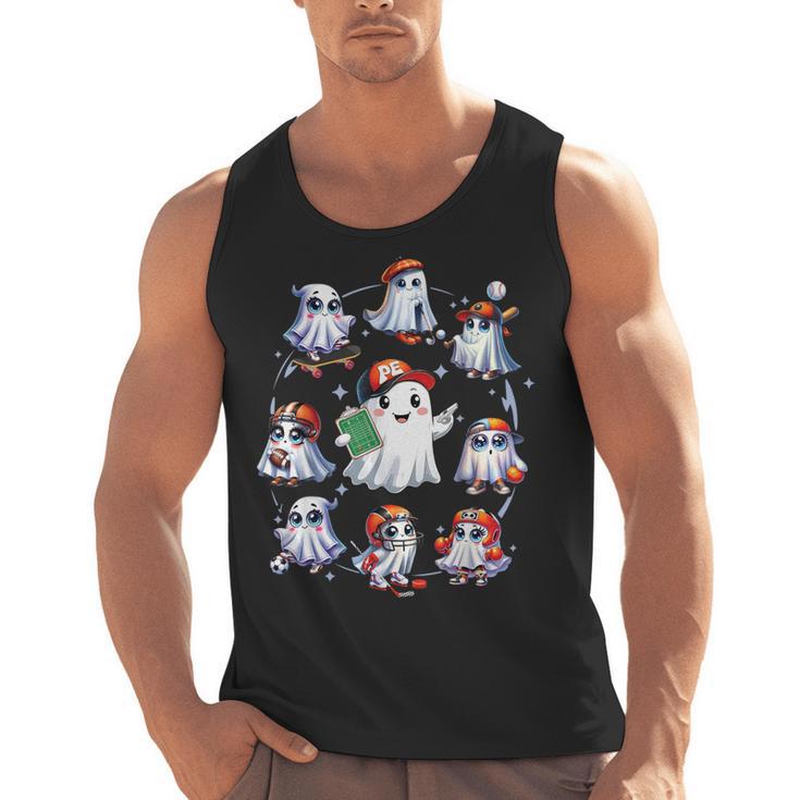 Halloween PE Teacher Ghost Playing Sports Physical Education Men Tank Top