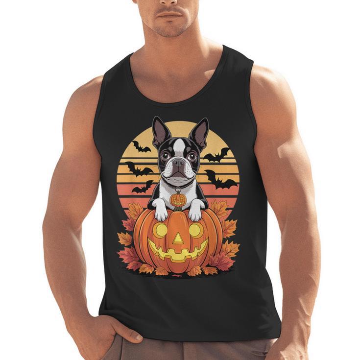 Halloween Retro Boston Terrier Men Tank Top, Boston Terrier Halloween Gifts, trending gift