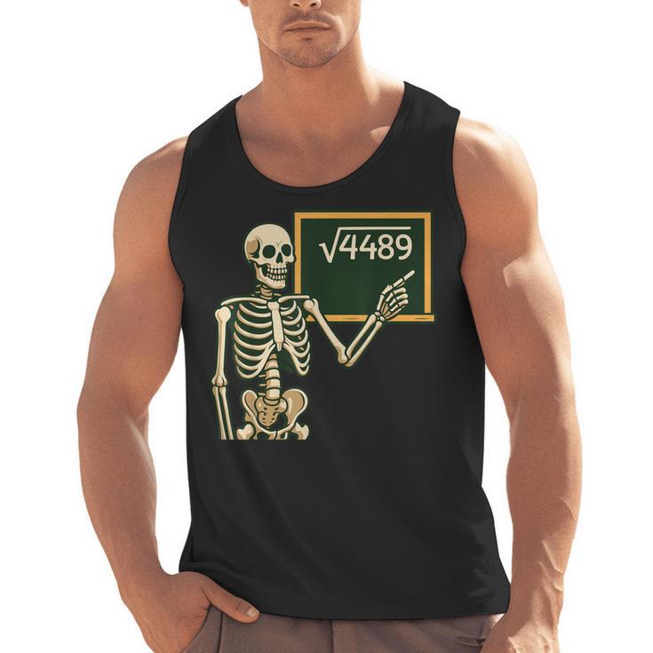 Halloween Skeleton 67 Meme Square Root 4489 Math Teacher Men Tank Top