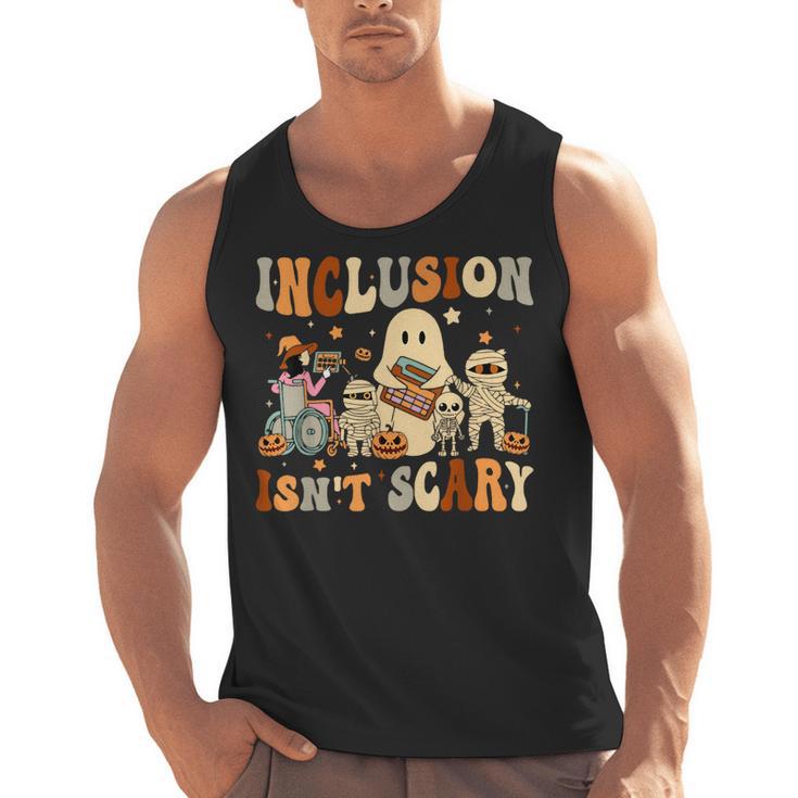 Halloween SLP Sped Teacher Groovy Inclusion Isn't Scary Men Tank Top