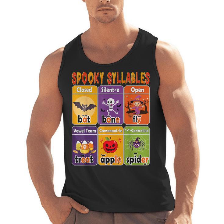 Halloween Spooky Syllable Types Teacher Educational Men Tank Top