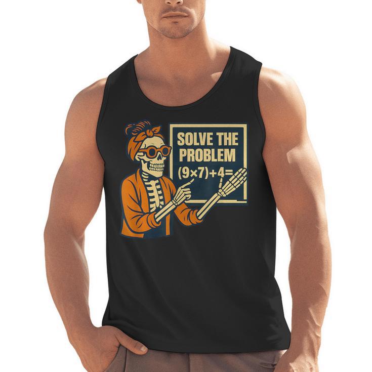 Halloween Teacher Six Seven Meme 6 7 Skeleton Spooky Costume Men Tank Top