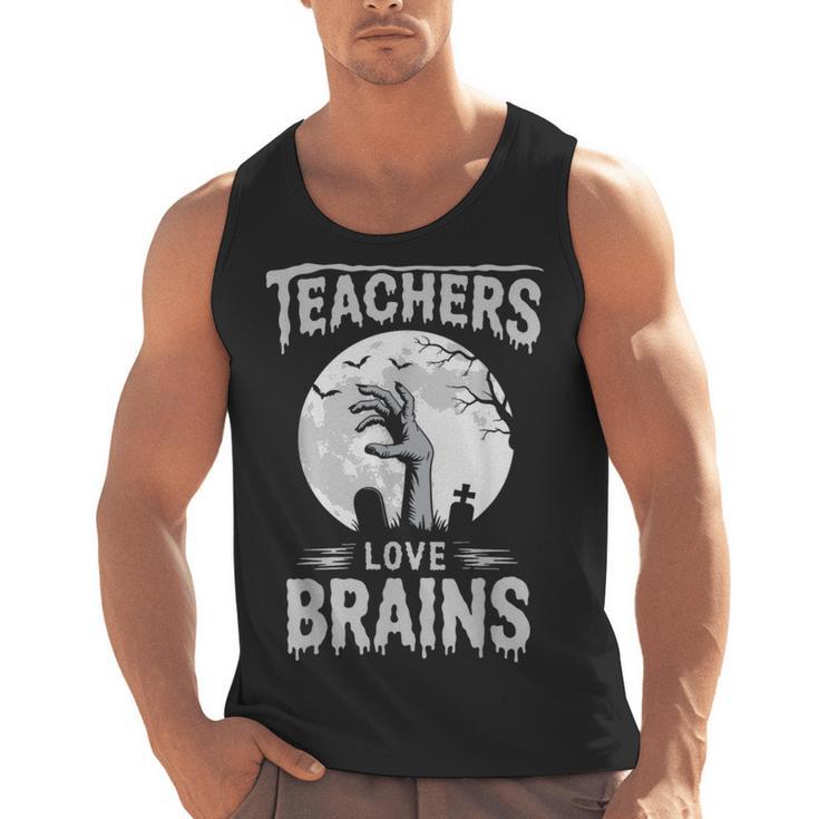 Halloween Teacher Tshirts Zombie Teachers Love Brains Men Tank Top