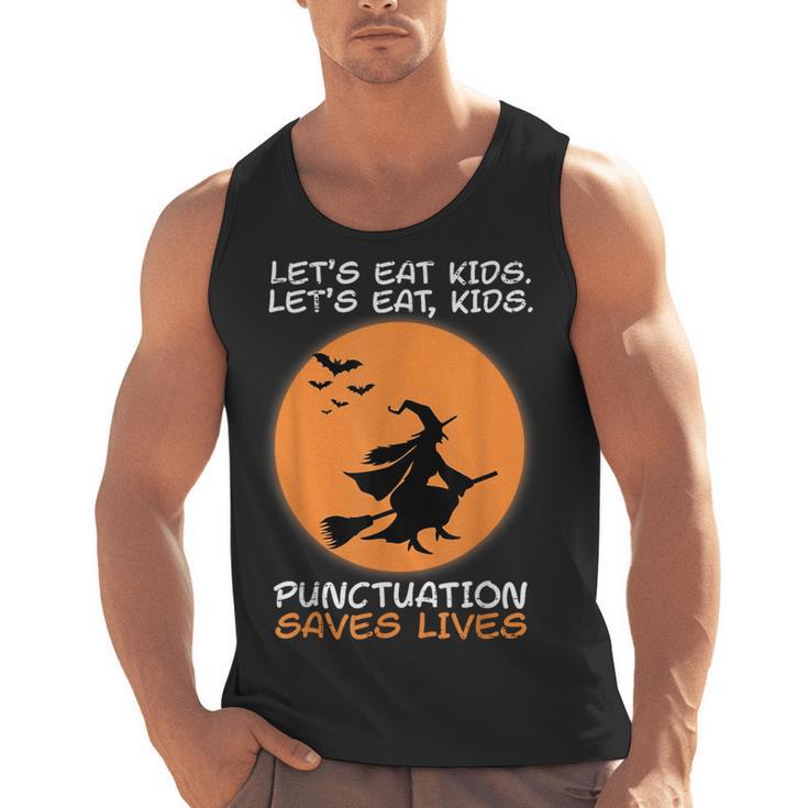 Halloween Teacher Witch Lets Eat Kids Punctuation Men Tank Top