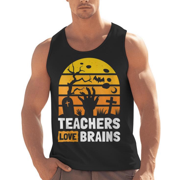Halloween Teachers Science Math Teachers Love Brains Men Tank Top