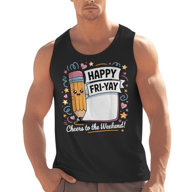 Happy Fri-Yay Teacher Fry Yay Friday Weekend Men Tank Top