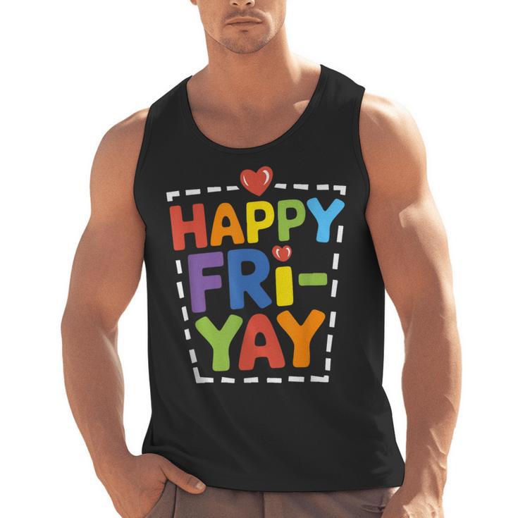 Happy Fri-Yay Teacher Life Weekend Pun Happy Friday Men Tank Top