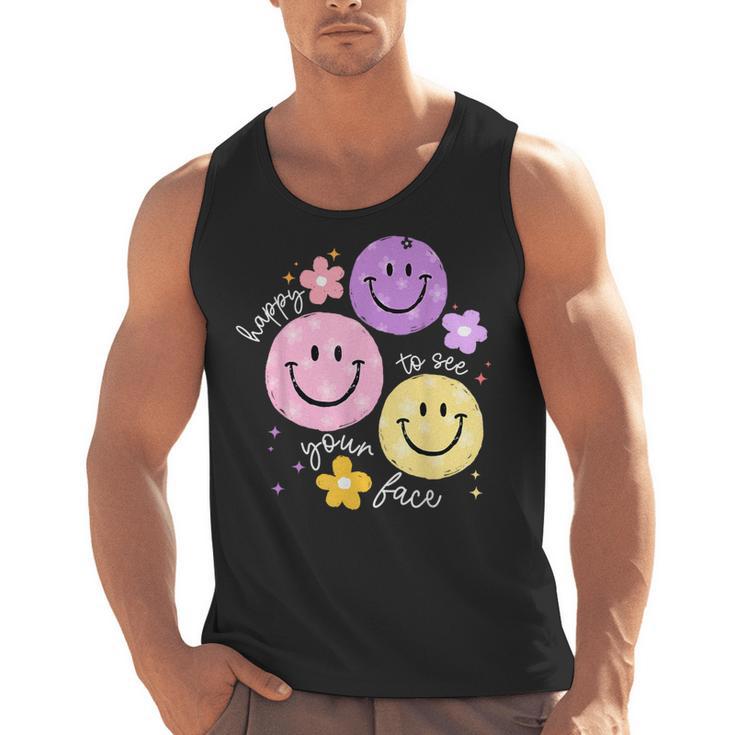 Happy To See Your Face Teacher Flower Back To School Men Tank Top