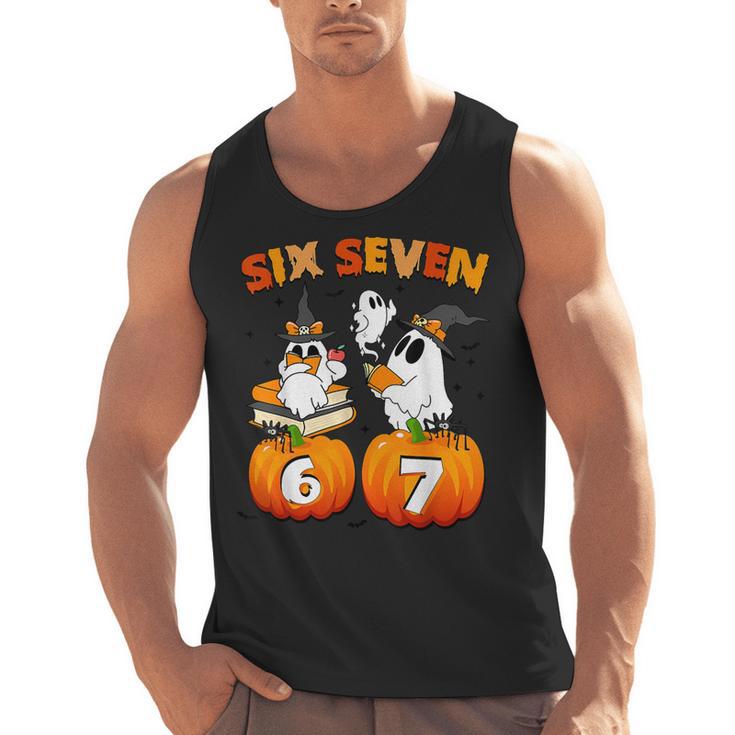 Haunted By 67 Boo Ghost Pumpkin Halloween Teacher Men Tank Top