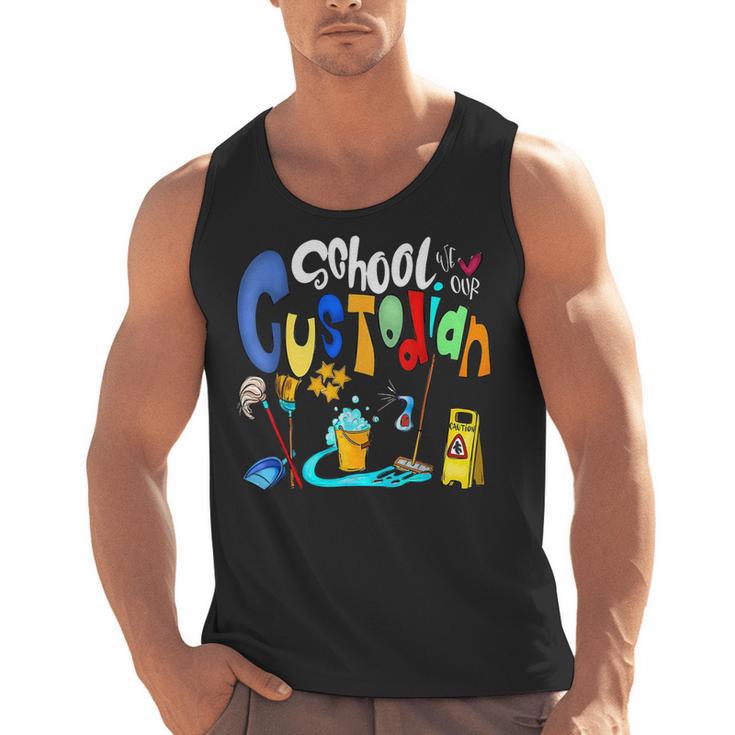 We Heart Love Our School Custodian For Teacher & Kids Men Tank Top