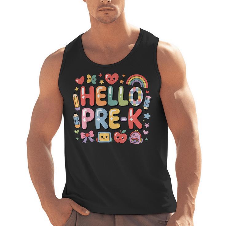 Hello Pre-K Back To School Teacher Student Fun Graphic Tee Men Tank Top