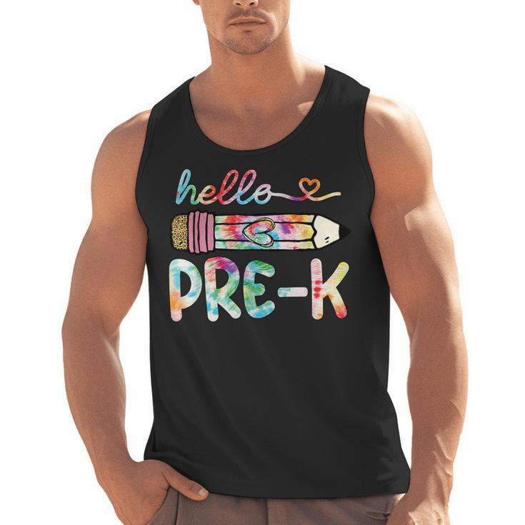 Hello Pre-K Pencil Teacher Student Tie Dye Men Tank Top