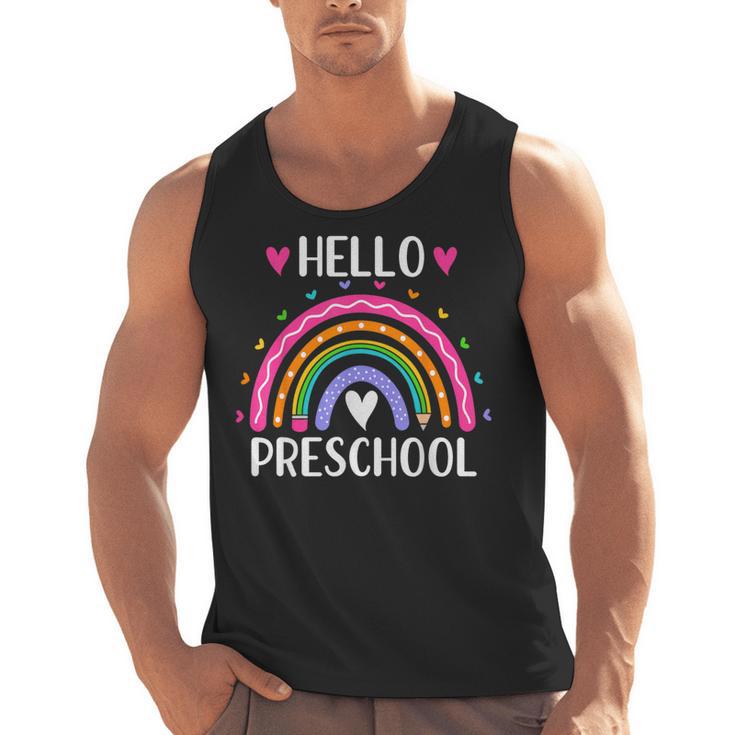 Hello Preschool Teacher Student Girls Rainbow Back To School Men Tank Top