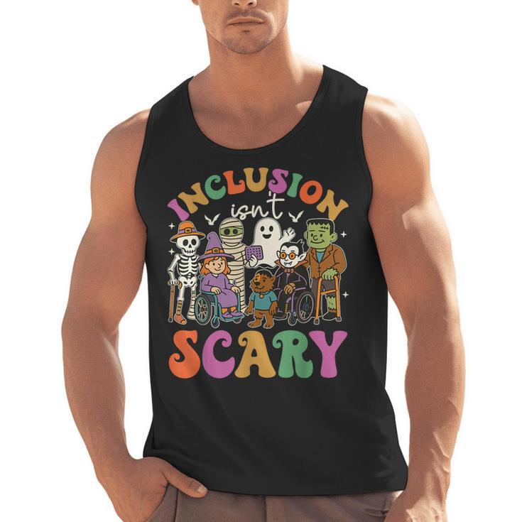 Inclusion Isnt Scary Halloween Skeleton Ghost Sped Teacher Men Tank Top