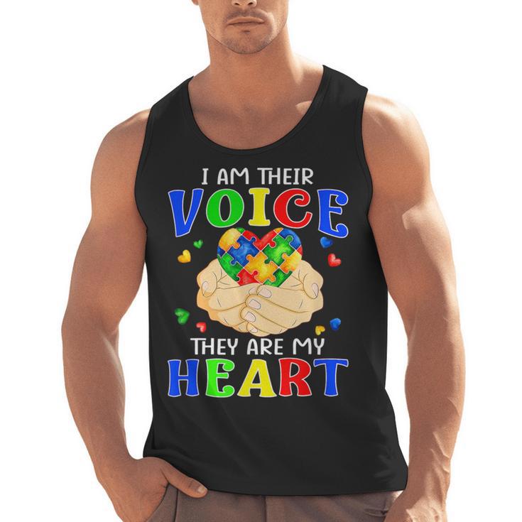 I Am Their Voice They Are My Heart Autism Awareness Teacher Men Tank Top