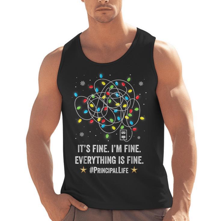 It's Fine I'm Fine Christmas Light Principal Teacher Xmas Men Women Men Tank Top