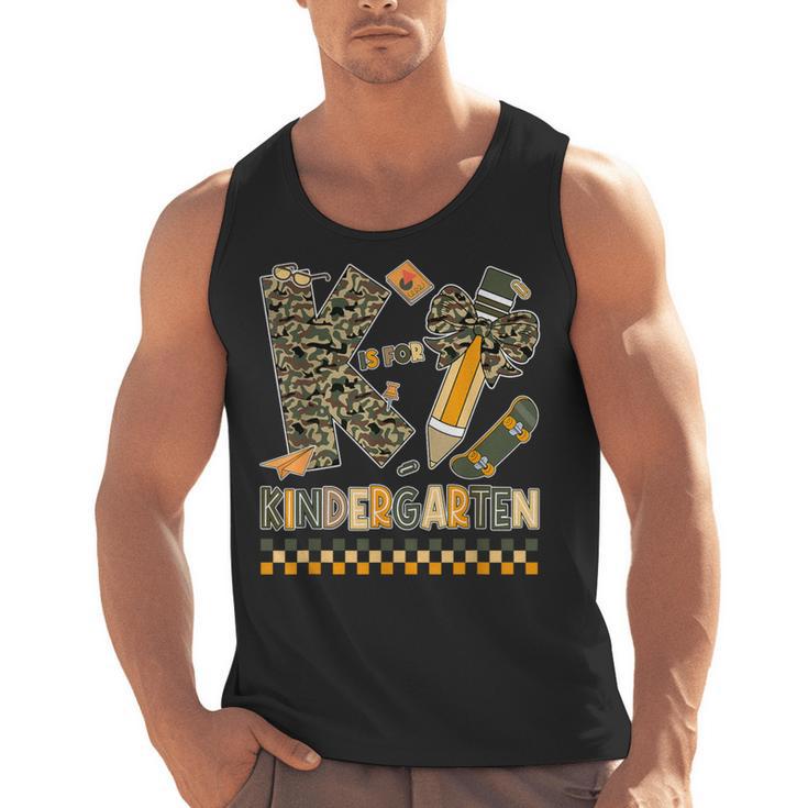 K Is For Kindergarten Teacher Coquette Bow Camo Men Tank Top