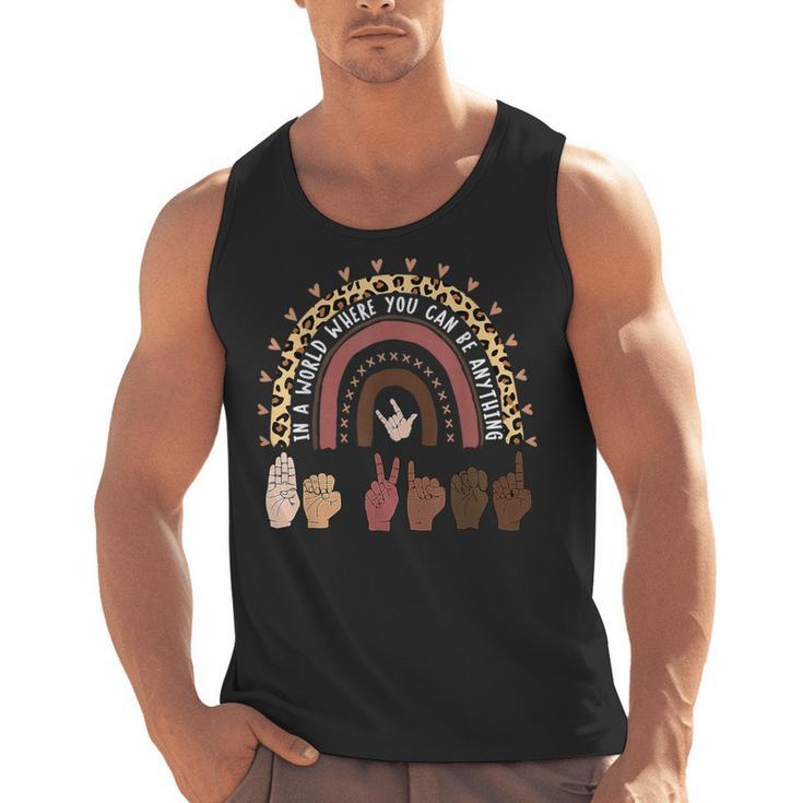 Be Kind Hand-Talking Teacher Artist ASL Men Tank Top