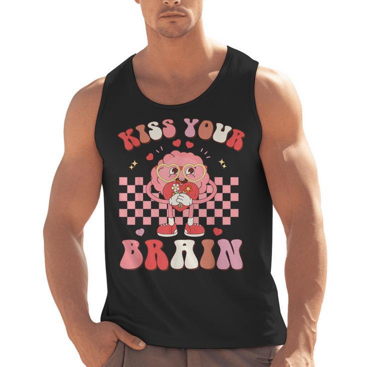 Kiss Your Brain Valentines Test Day Teacher Squad Kids Men Tank Top