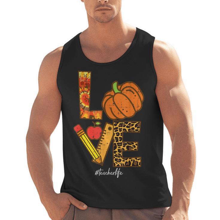 Leopard Pumpkin Love Teacher Life Thanksgiving Fall Women Men Tank Top