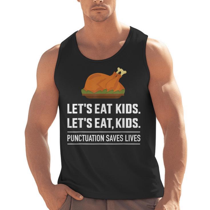 Let's Eat Kids Grammar For Thanksgiving Teacher Men Tank Top