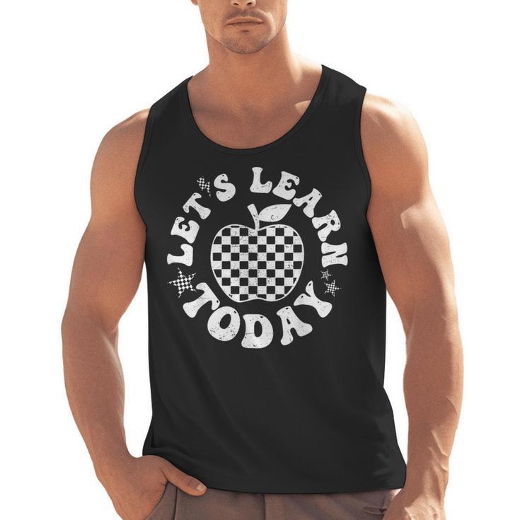 Let's Learn Today Checkered Apple Back To School Teacher Men Tank Top