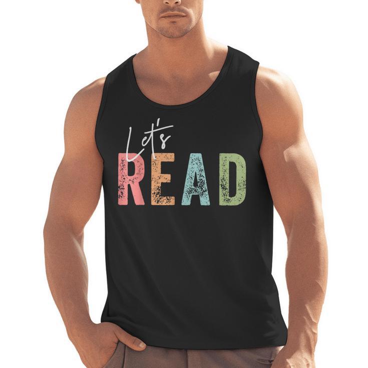 Let's Read Book Nerd Reading Book Lover Librarian Teacher Men Tank Top