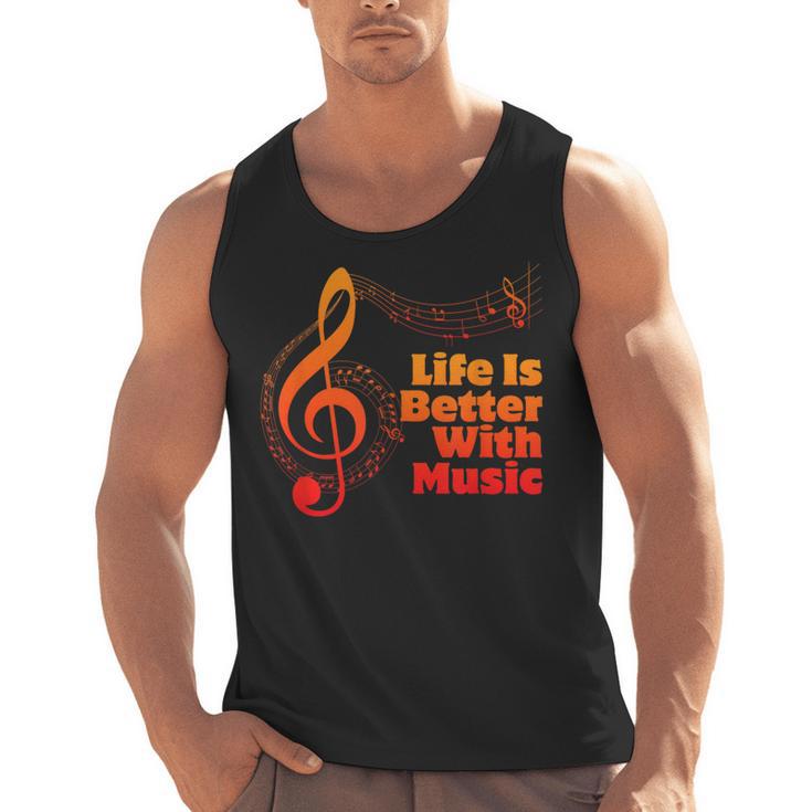 Life Is Better With Music Theory Musician Teacher Notes Clef Men Tank Top