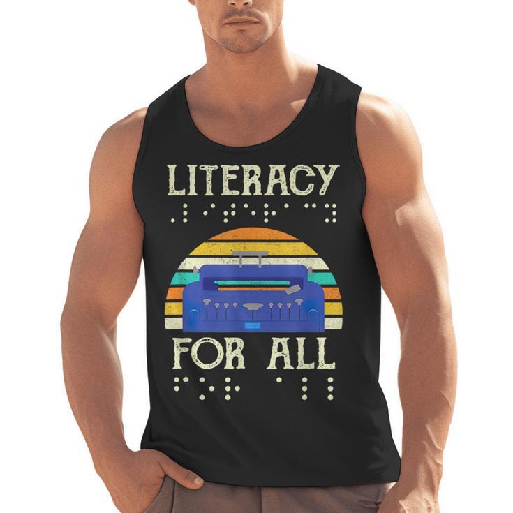 Literacy For All Visually Impaired Braille Teacher The Blind Men Tank Top