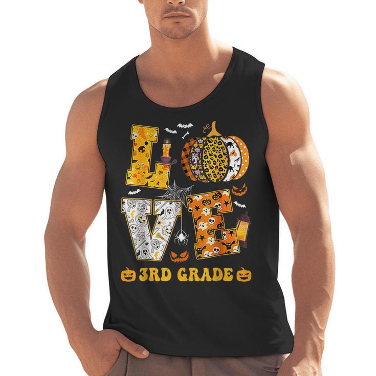 LOVE 3rd Grade Pumpkin Teacher Student Halloween Costume Men Tank Top