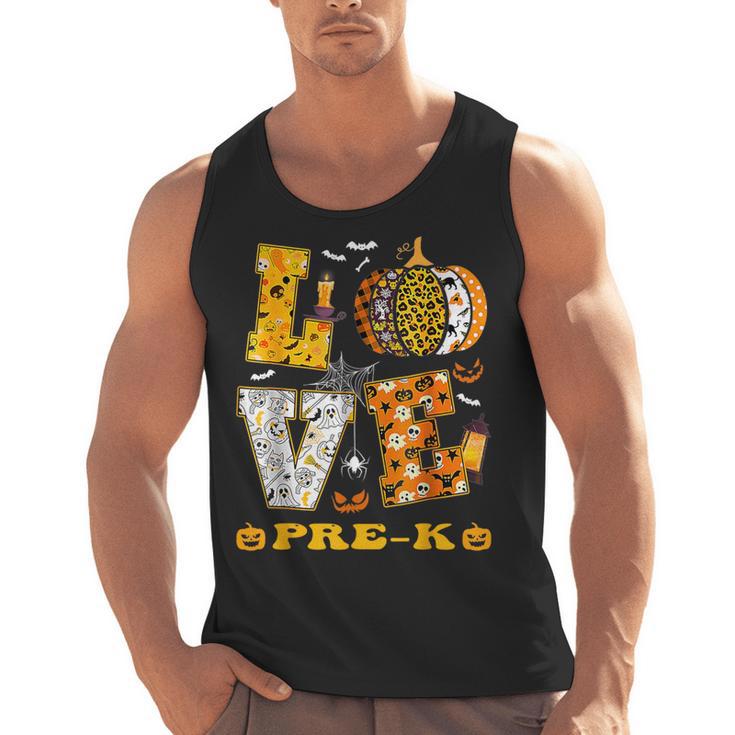 LOVE Pre-K Pumpkin Teacher Student Halloween Costume Men Tank Top