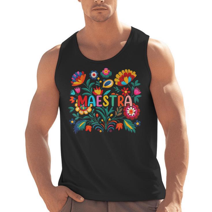 Maestra Flowers Spanish Teacher Cinco De Mayo Men Tank Top