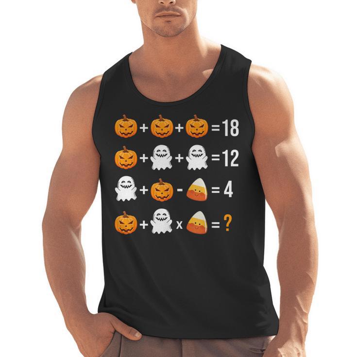 Math Teacher Halloween Equation Pumpkin Ghost Candy Corn Men Tank Top