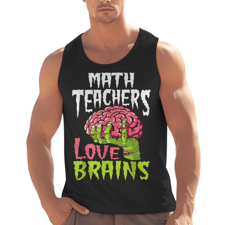 Math Teachers Love Brains Zombie Teacher School Halloween Men Tank Top