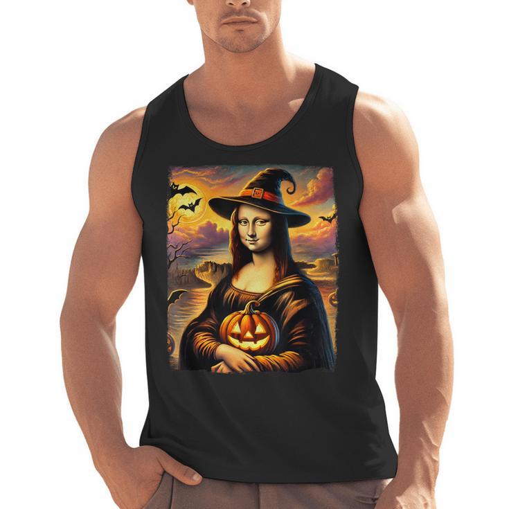 Mona Lisa Pumpkin Halloween Art Teacher Witchy Women Kids Men Tank Top