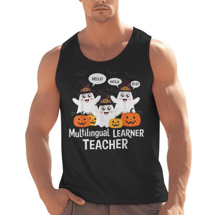 Multilingual Learner Teacher Spooky Halloween ESL Teacher Men Tank Top
