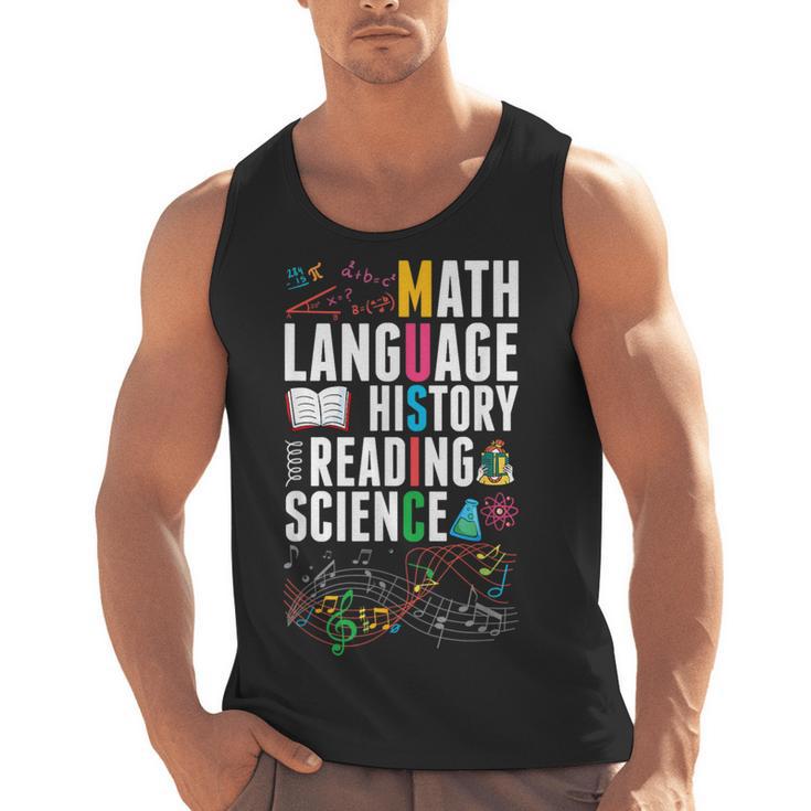 Music Teacher Music Math Language History Reading Science Men Tank Top