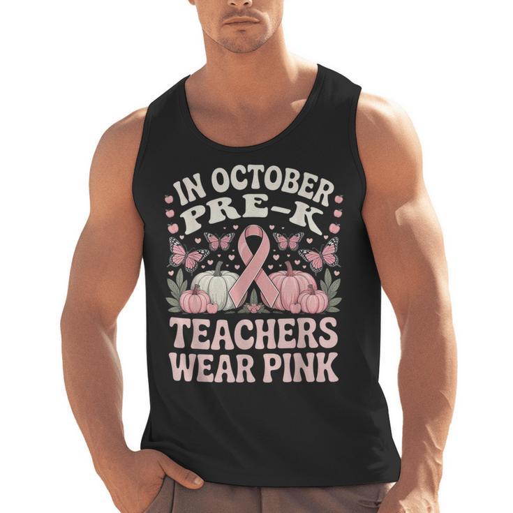 In October Pre-K Teachers Wear Pink Ribbon Breast Cancer Men Tank Top