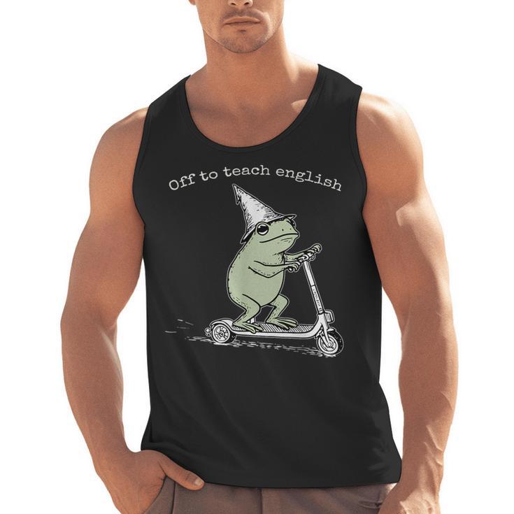 Off To Teach English Scooter Frog ESL Teacher Literature Men Tank Top