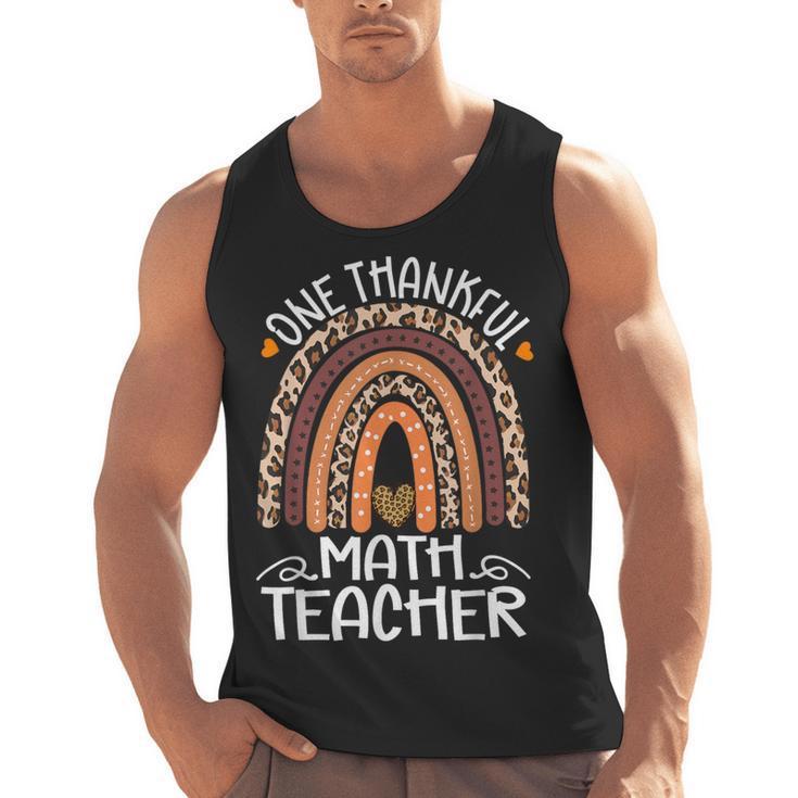One Thankful Math Teacher Leopard Rainbow Thanksgiving Men Tank Top