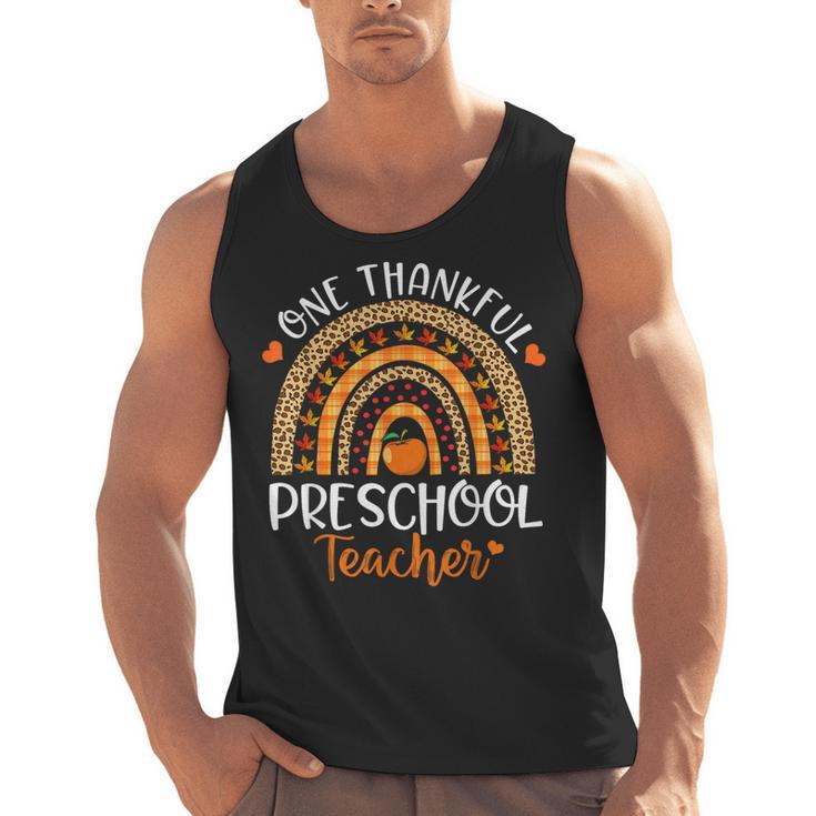 One Thankful Preschool Teacher Thanksgiving Rainbow Men Tank Top
