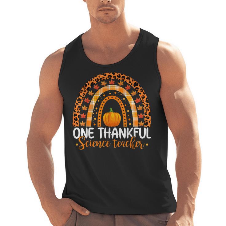 One Thankful Science Teacher Rainbow Boho Fall Thanksgiving Men Tank Top