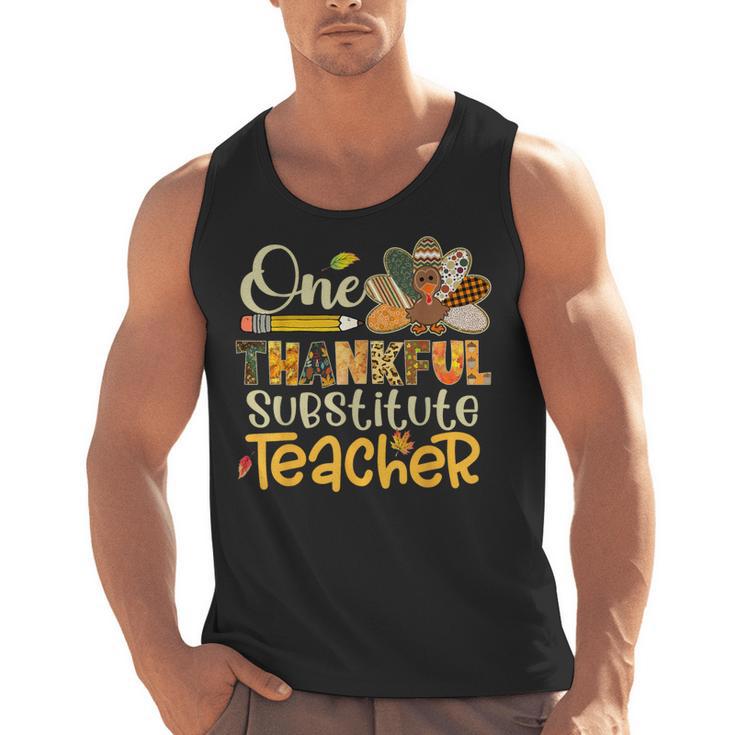 One Thankful Substitute Teacher Turkey Leopard Thanksgiving For Men Women Men Tank Top