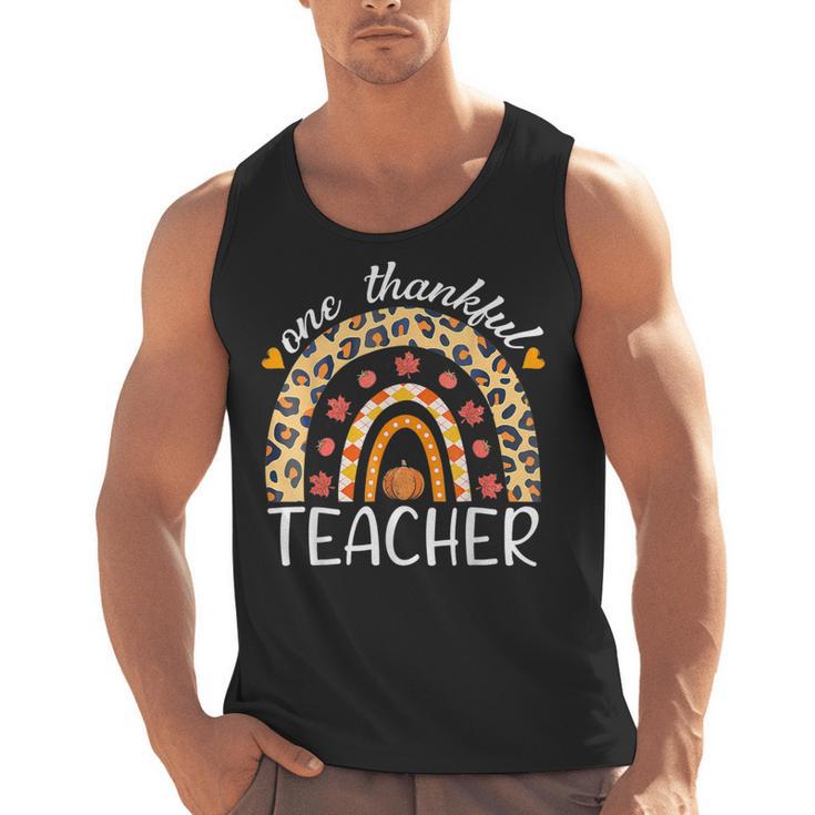 One Thankful Teacher Thanksgiving Rainbow Leopard Fall Men Tank Top