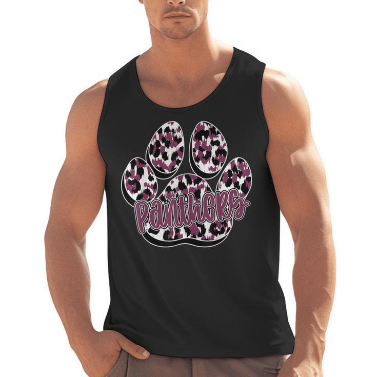 Panthers Paw Print Leopard Maroon Panther Pride Teacher Men Tank Top