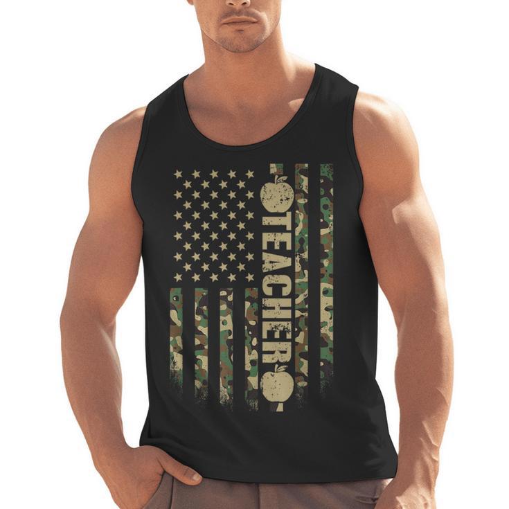 Patriotic Teacher American Flag Camouflage 4th Of July Camo Men Tank Top