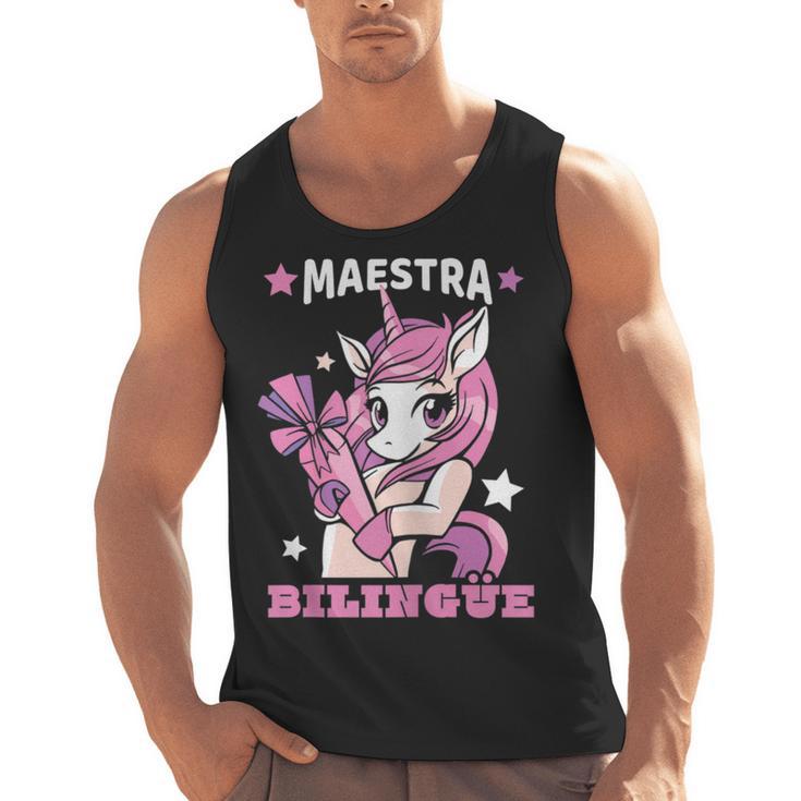 Pink Unicorn Spanish Teacher Regalos Para Bilingue Teacher Men Tank Top