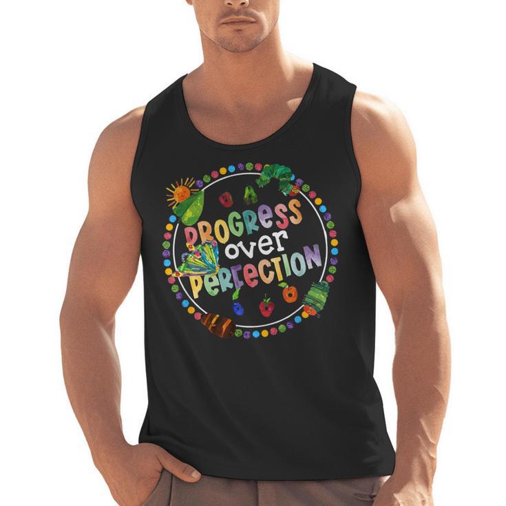 Progress Over Perfection Caterpillar Back To School Teacher Men Tank Top