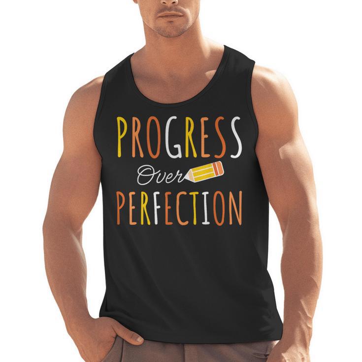 Progress Over Perfection Teacher Pencil Back-To-School Men Tank Top