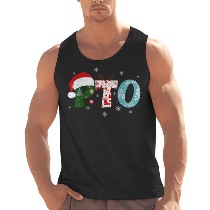 PTO Santa Hat Reindeer Parent Teacher Organization Christmas Men Tank Top